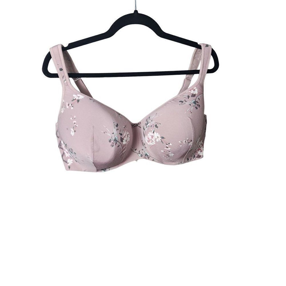 Cacique Dusty Rose Floral 42F Full Coverage Bra